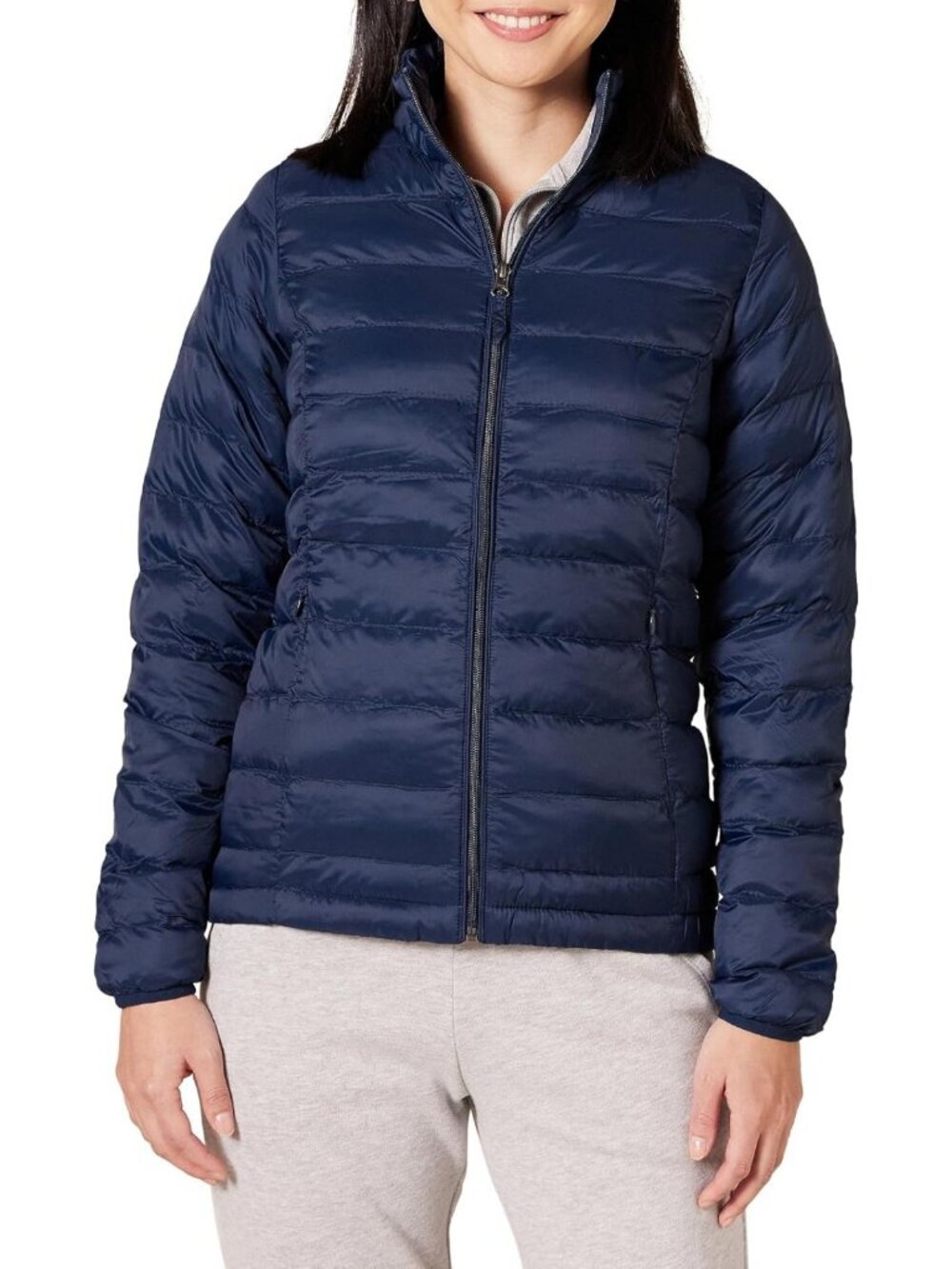 Lightweight Long-Sleeve Water-Resistant Packable Puffer Jacket, Plus Size